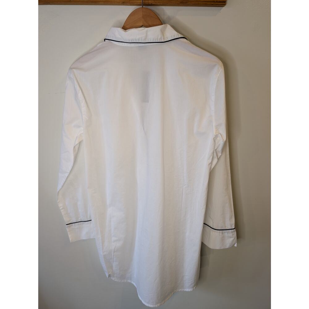 J.Crew Re-Imagined White Navy Piping End-on-End Sleep Shirt Nightgown NWT Small - Picture 2 of 10